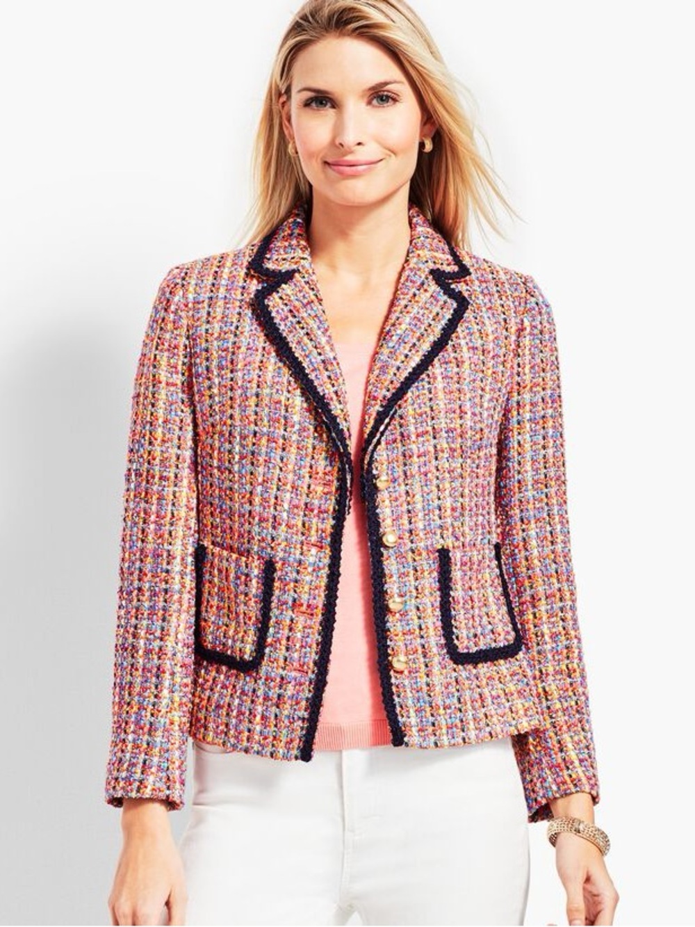 Talbots Colorful TWEED CONTRAST-TRIM JACKET 14